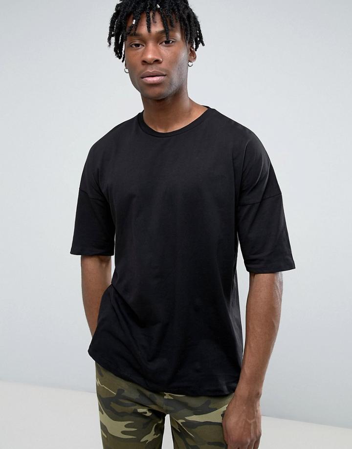 Pull & Bear Oversized T-shirt In Black - Black