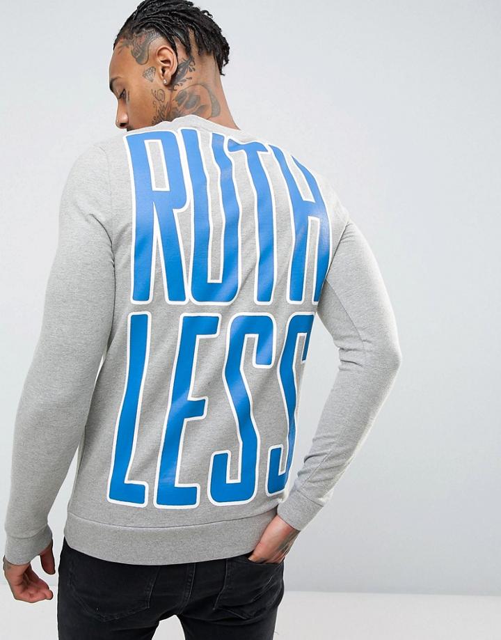 Asos Muscle Sweatshirt With Back Print In Gray Marl - Gray
