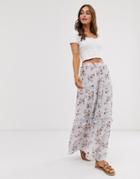 Asos Design Prairie Tiered Maxi Skirt In Floral Print-multi