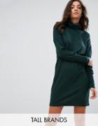 Noisy May Tall High Neck Sweater Dress - Green