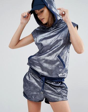 First Base Metallic Hoodie - Navy