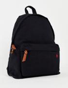 Polo Ralph Lauren Canvas Backpack In Black With Pony Logo