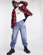 Sixth June Tartan Oversized Relaxed Jacket In Red