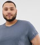 Asos Design Plus T-shirt With Crew Neck And Roll Sleeve In Gray