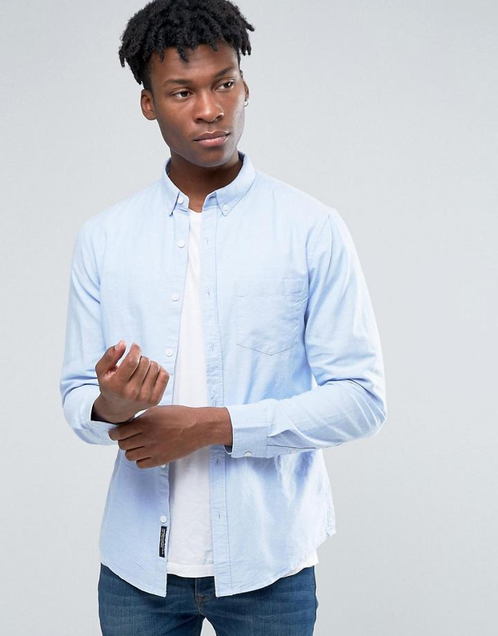 Pull & Bear Oxford Shirt In Light Blue In Regular Fit - Blue