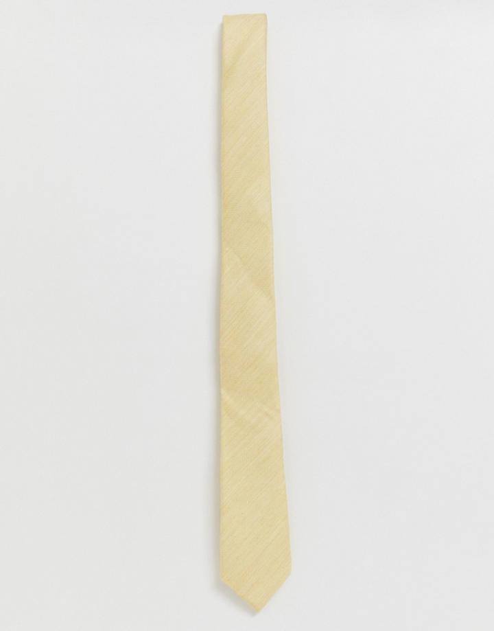 Asos Design Wedding Slim Textured Tie - Beige