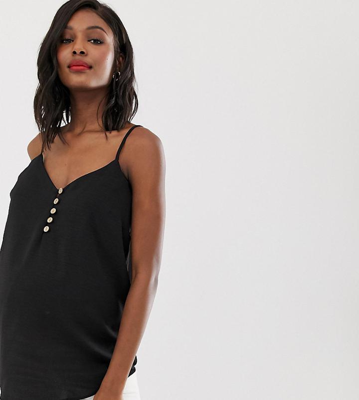 New Look Maternity Button Detail Cami In Black - Black