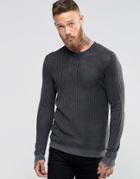 Asos Knitted Sweater With Acid Wash - Black
