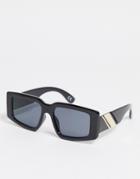 Asos Design Recycled Frame Oversized Mid Square Sunglasses In Black