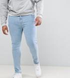 Asos Design Plus Super Skinny Jeans In Bleach Wash - Blue
