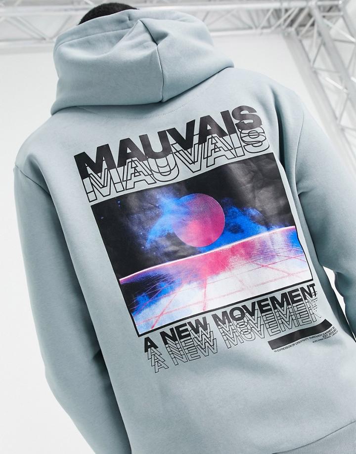 Mauvais Future Space Print Hoodie In Blue-blues