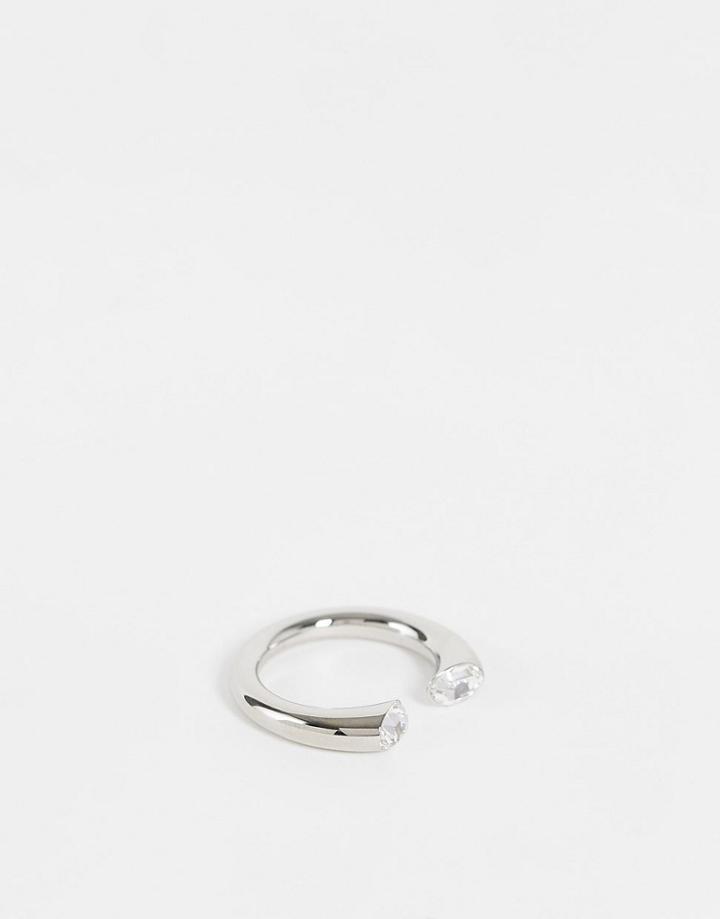 Calvin Klein Ring With Swarovski Crystal Detail In Silver