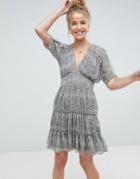 Asos Animal Soft Mini Dress With Tiers - Multi