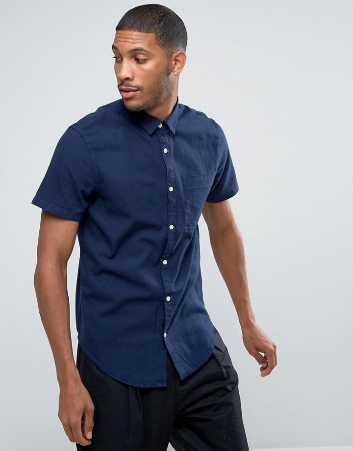New Look Regular Fit Short Sleeved Shirt In Navy - Navy