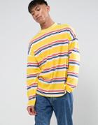Asos Oversized Stripe Long Sleeve T-shirt In Yellow - Yellow