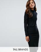 Re: Dream Tall Twist Knit Dress With Gathered Side - Black