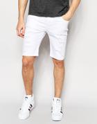 Siksilk Denim Shorts With Distressing - White
