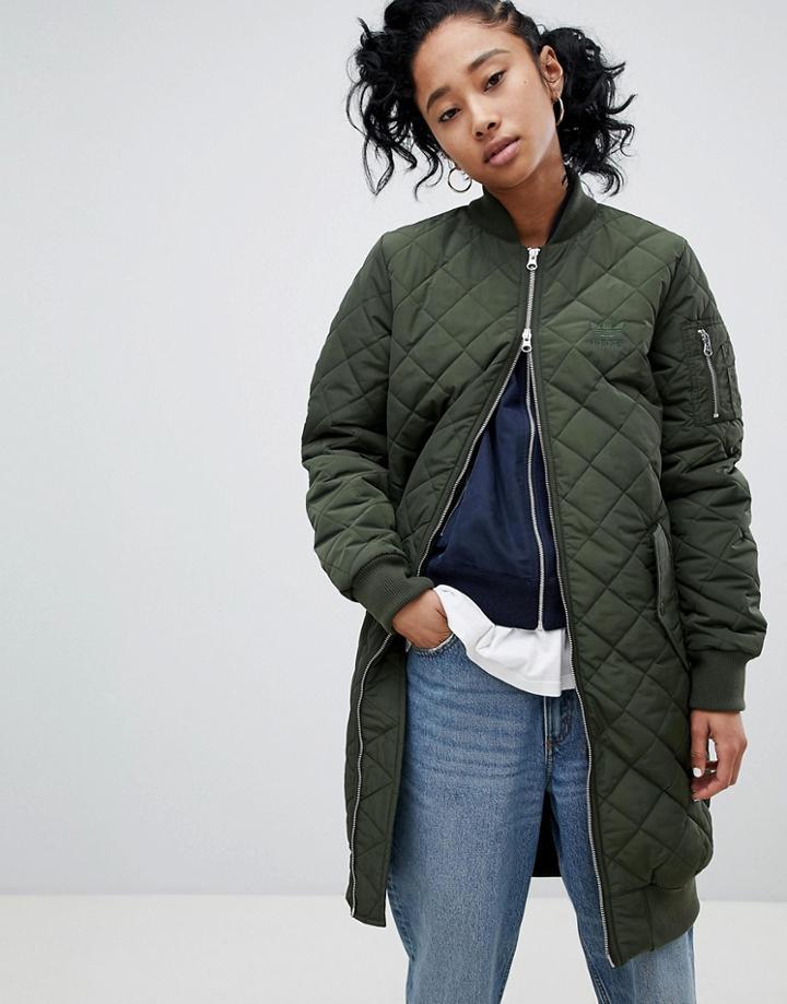 Adidas Long Bomber Jacket - Green