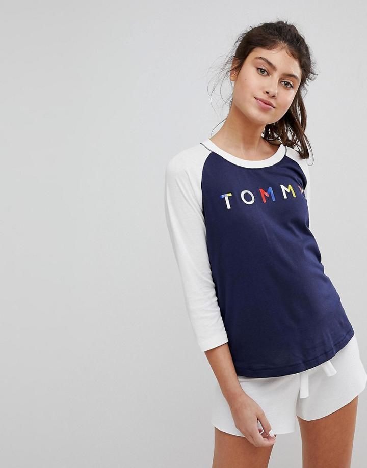 Tommy Hilfiger Raglan Top With Color Block Logo - Multi