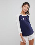 Tommy Hilfiger Raglan Top With Color Block Logo - Multi