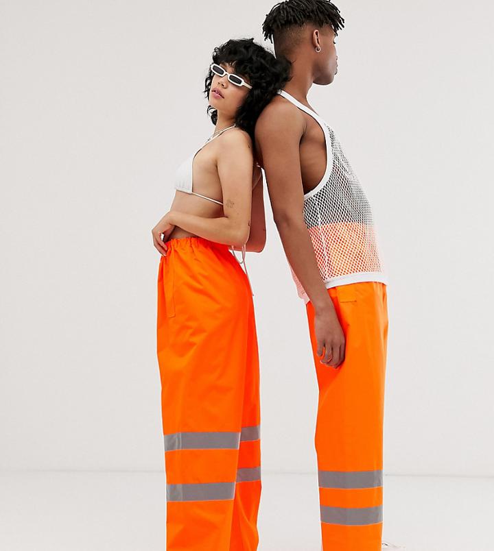 Reclaimed Vintage Unisex High-vis Pants In Orange
