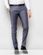 Number Eight Savile Row Exclusive Melange Suit Trousers With Stretch In Skinny Fit - Gray