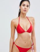 Missguided Triangle Bikini Top - Red