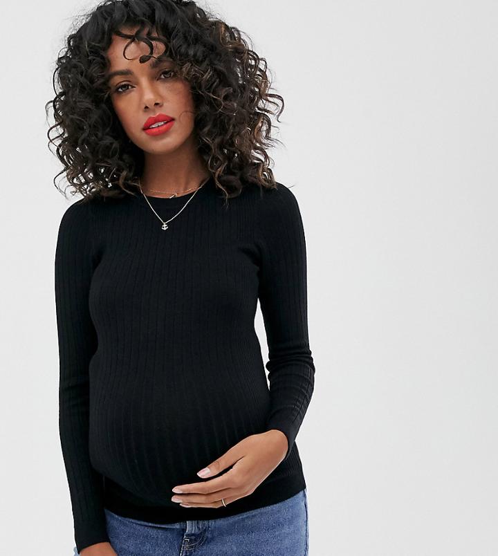 New Look Maternity Crew Neck Sweater In Black