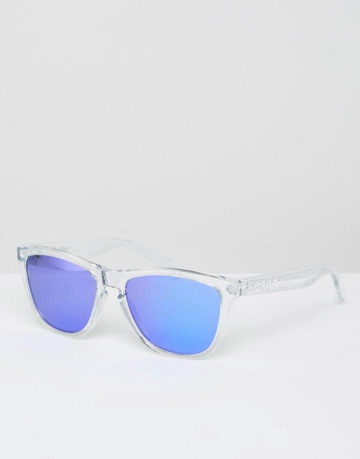 Oakley Square Frogskin Sunglasses With Purple Flash Lens - Clear