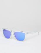 Oakley Square Frogskin Sunglasses With Purple Flash Lens - Clear