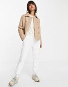 Fashion Union Double Breasted Short Quilted Jacket In Camel-neutral