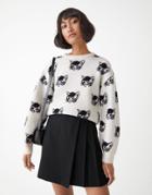 & Other Stories Cat Pattern Knit Sweater In White-multi