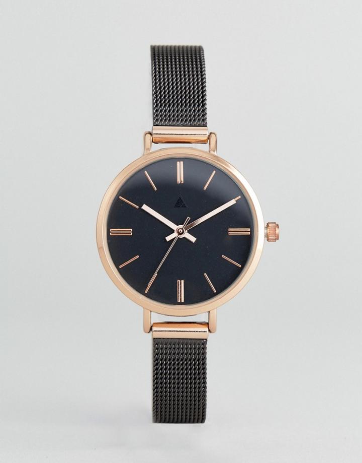 Asos Gunmetal Mesh Watch - Gray
