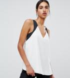 River Island V-neck Tank In Ivory - White