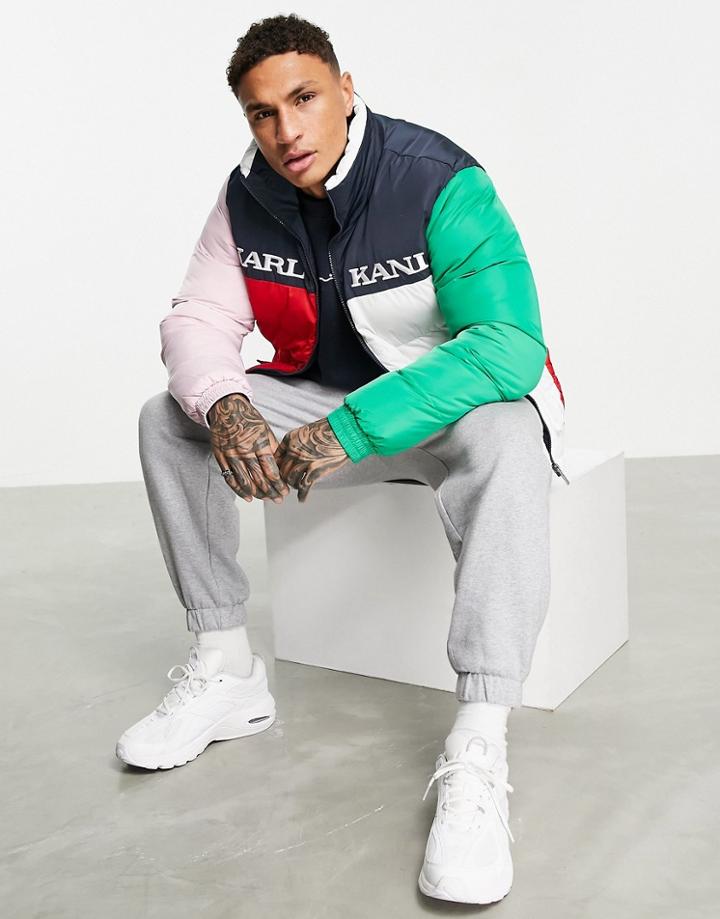 Karl Kani Retro Block Puffer Jacket In Multi