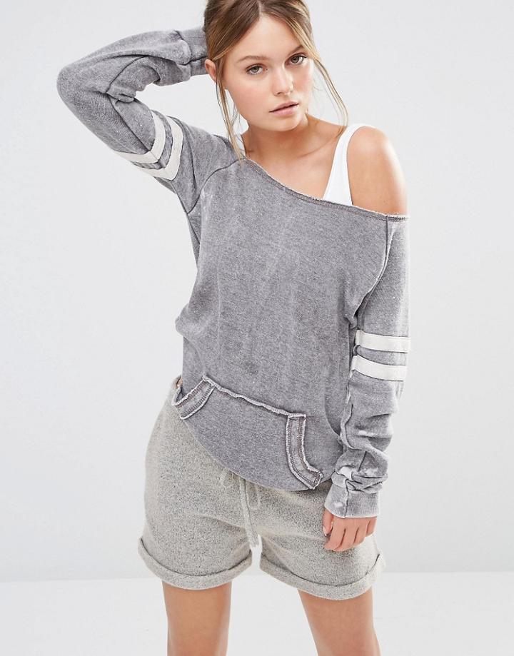 Ocean Drive Burnout Stripe Sweat Top - Gray