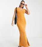 Asos Design Tall Short Sleeve Slinky Shirt Maxi Dress In Rust-copper