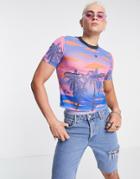 Asos Design Muscle T-shirt In Mesh Print In Recycled Polyester - Multi