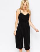 Oasis Crepe Culotte Jumpsuit - Black