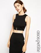 Asos Petite Exclusive Co-ord Asymmetric Crop Top In Scuba - Black