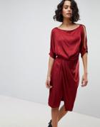 Allsaints Cowl Neck Dress - Red
