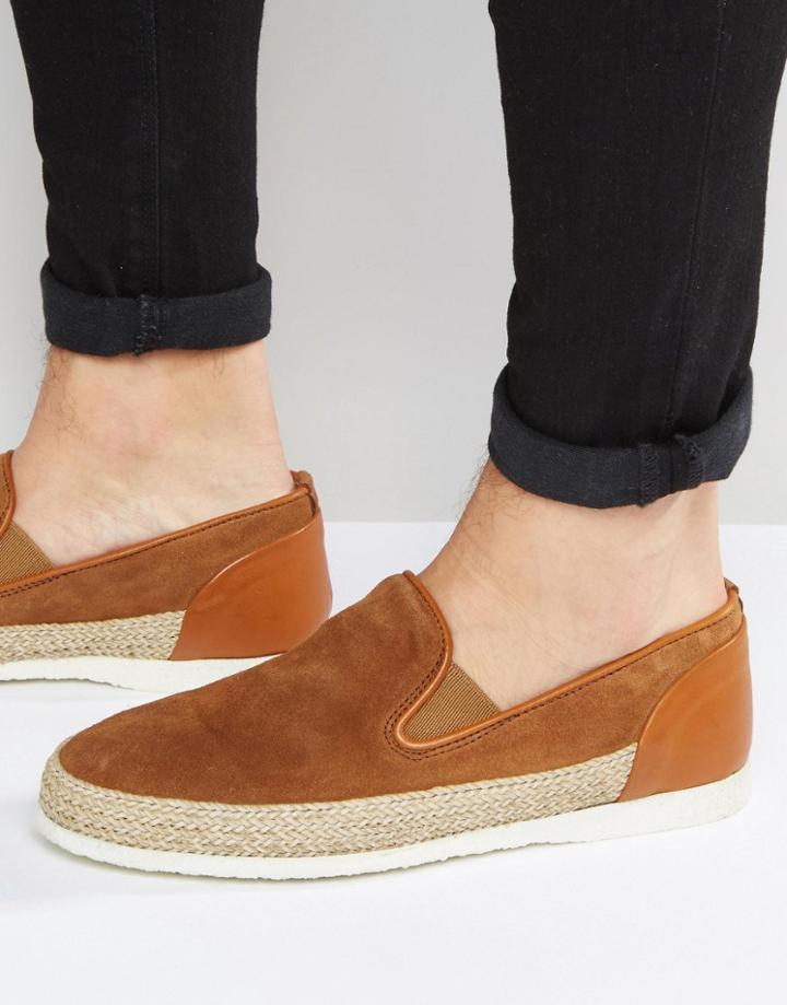 Walk London Suede Espadrille Loafers - Tan