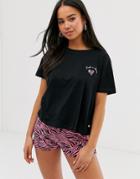 New Look Slogan Pyjama Shorts Set In Pink - Pink