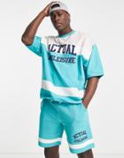 Asos Actual Athleisure Shorts With Splicing Detail In Teal - Part Of A Set-green