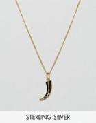 Asos Sterling Silver Necklace With Gold Plated Tooth Pendant - Silver