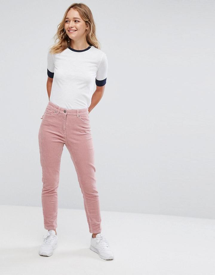 Monki Cord Slim Pants - Pink