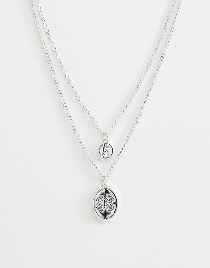 Icon Brand Silver Double Layer Pendant Necklace - Silver