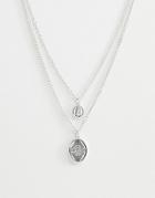 Icon Brand Silver Double Layer Pendant Necklace - Silver