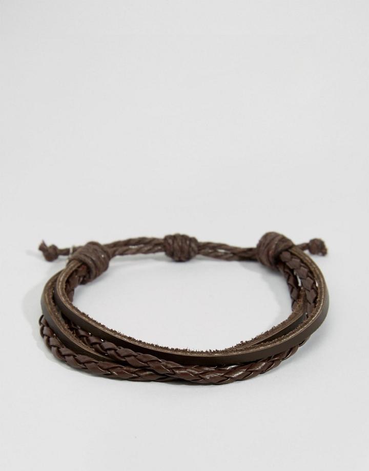 Classics 77 Double Plaited Bracelet - Brown