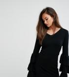 Prettylittlething Ruffle Sleeve Knitted Dress - Black
